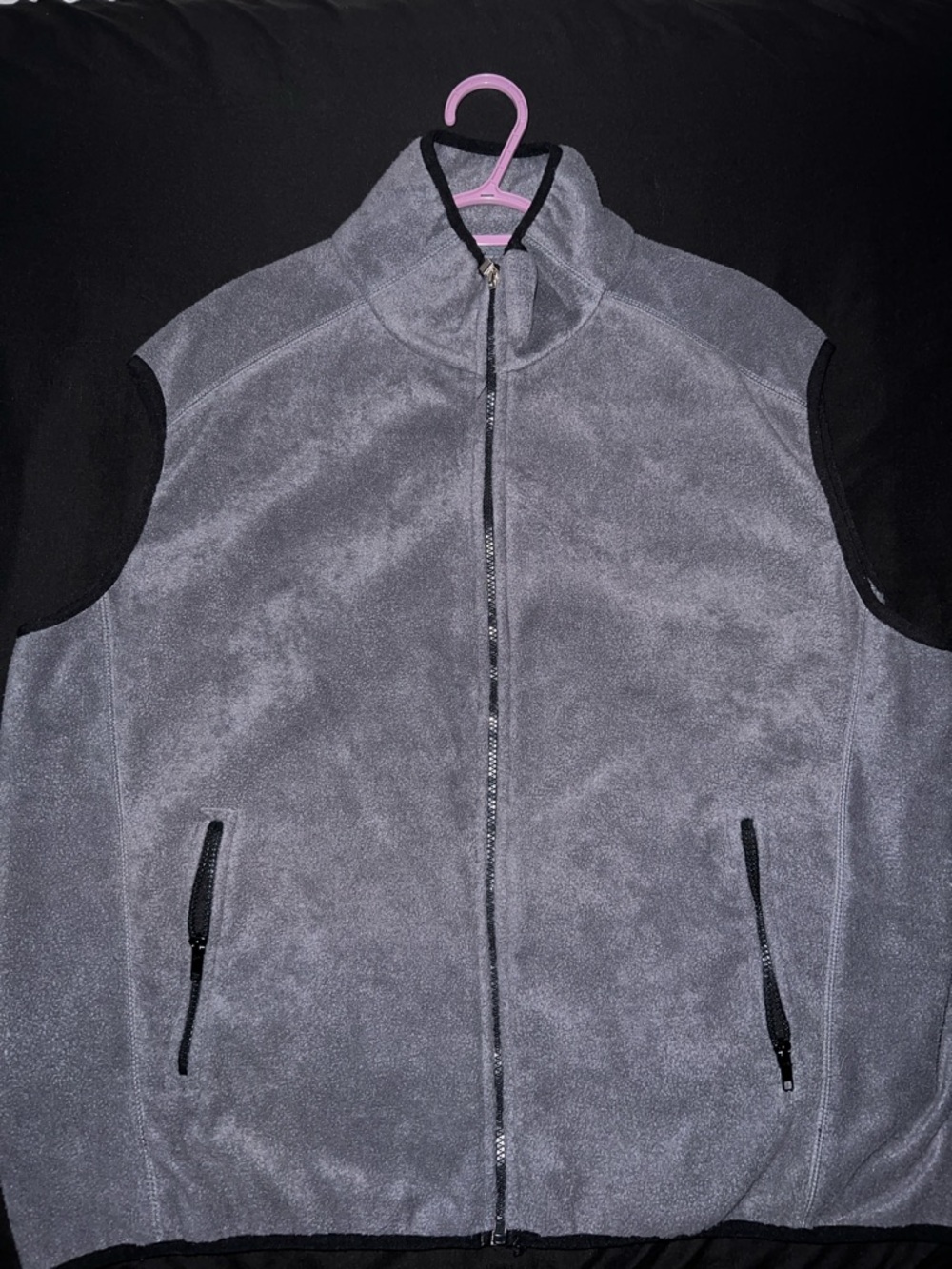 Men's Grey Fleece Full-Zip Vest - Casual Layering
